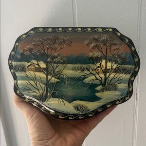 Fedoskino Russian Lacquer Box Russian Folk Art Signed Handpainted Winter Scene